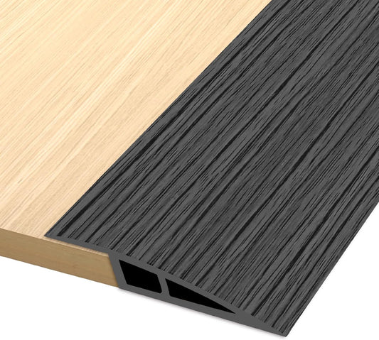Vinyl Door Threshold Flooring Transition Strip Self Adhesive Carpet Edging Strip for Laminate Doorway Edge Threshold from 3/5" to 4/5" (Dark Gray Wood Grain, 6.6 Ft)