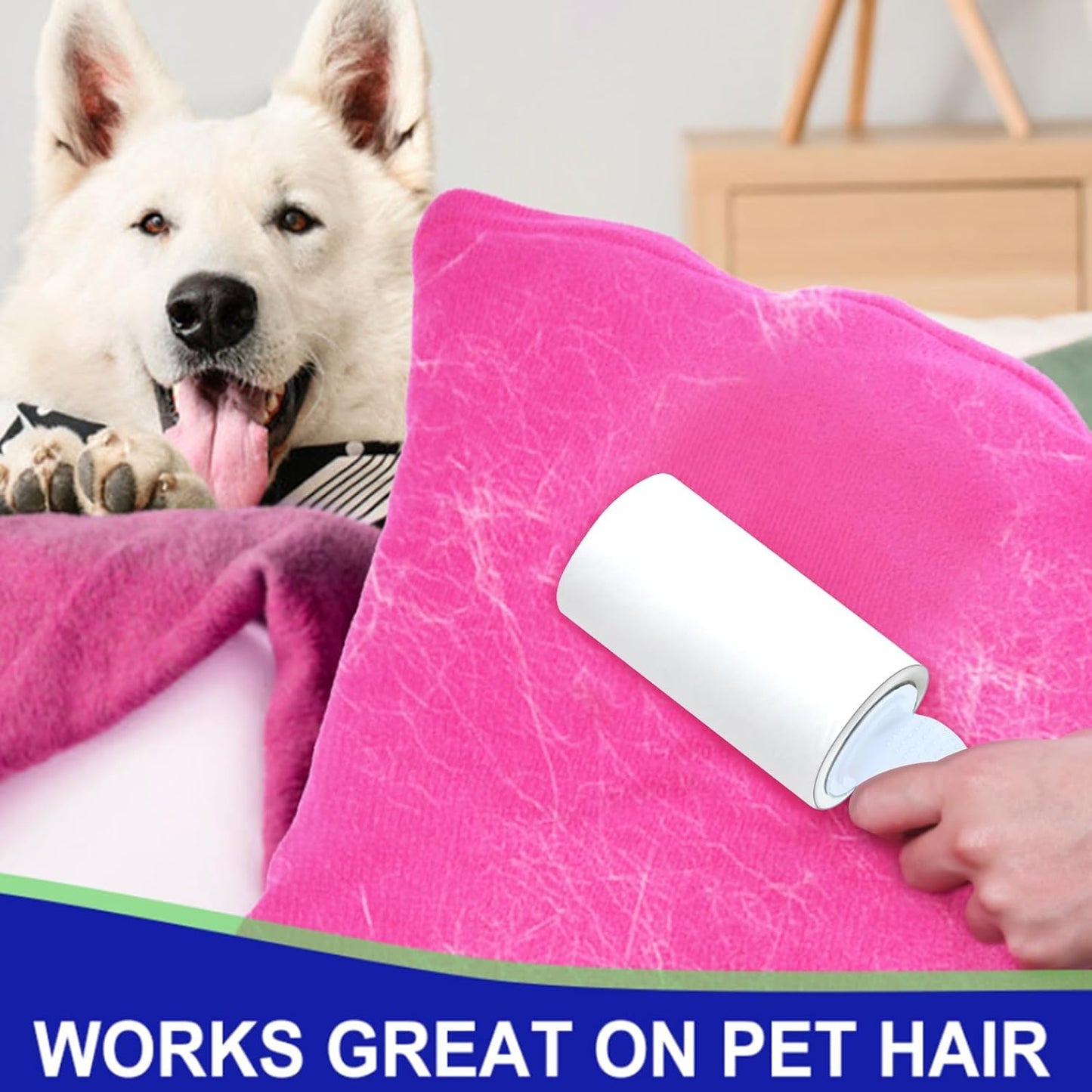 Sticky Lint Roller for Pet Hair: Lint Remover for Dog Cat Hair Mega Value Set 540 Sheets 2 Handles+6 Rollers Fur Removal for Clothes Couch Furniture