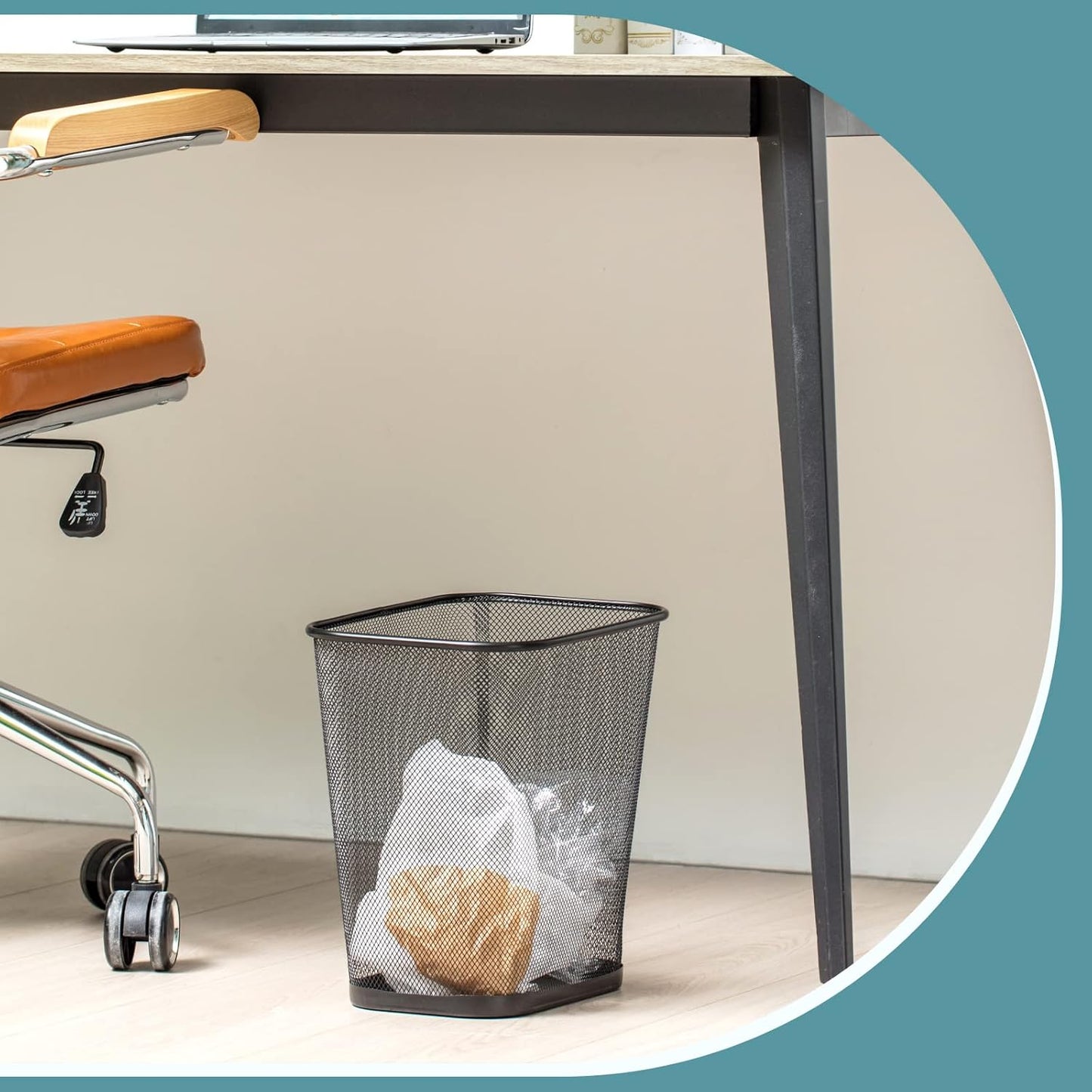 Nuanchu 6 Pcs Mesh Square Trash Cans 4 Gallons Wire Wastebasket for Home Black Metal Office Garbage Cans Rectangular Trash Bin for Kitchen Bathroom Bedroom, 11.7 x 8.5 x 11.8 Inch (Black)