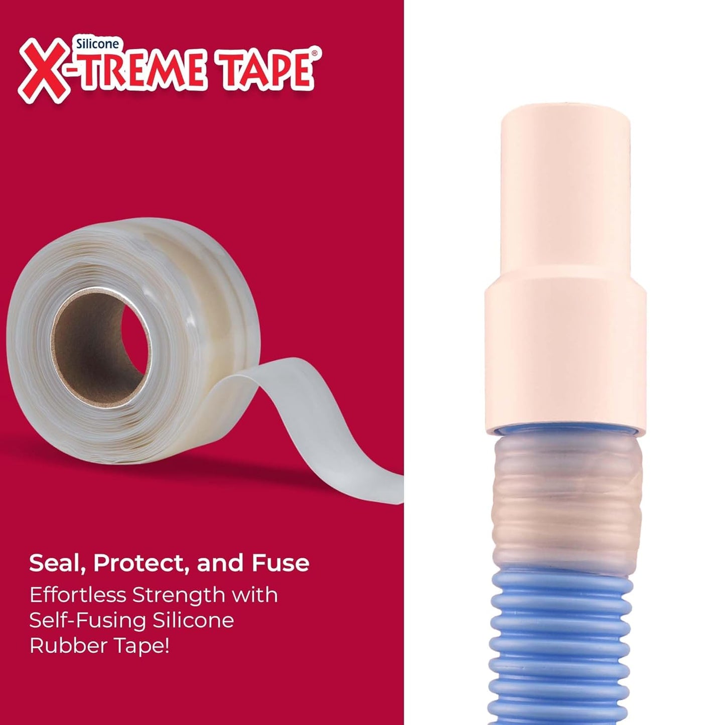 X-Treme Tape MOCAP Heavy Duty Electrical Tape, Self-Fusing Silicone Rubber, Waterproof & Insulating Flexible Tape, Electrical for Hose, Automotive, Outdoor & Repairs - 1" x 10ft Roll - Clear