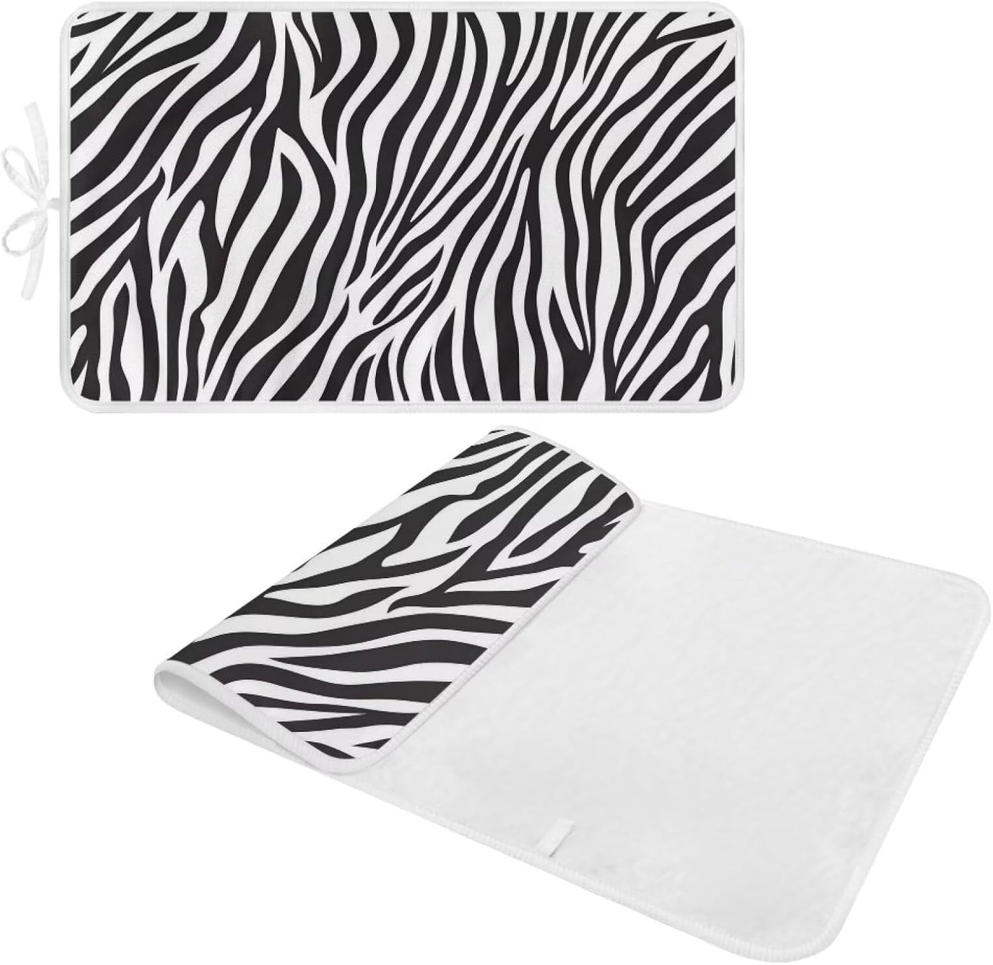 Zebra Print Ironing Mat Portable Iron Pad Magnetic Cover and Padding for Top of Washer, Dryer, Tabletop, Countertop,Travel Small Size Ironing Pads 32 x 16 Inch