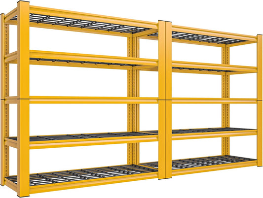 REIBII 72''H Garage Shelving 3010 LBS Storage Shelves Adjustable Metal Shelving 5 Tier Metal Shelves for Storage Industrial Shelf for Kitchen Pantry Warehouse Basement 72" HX35.5 WX16 D, 2 Pack