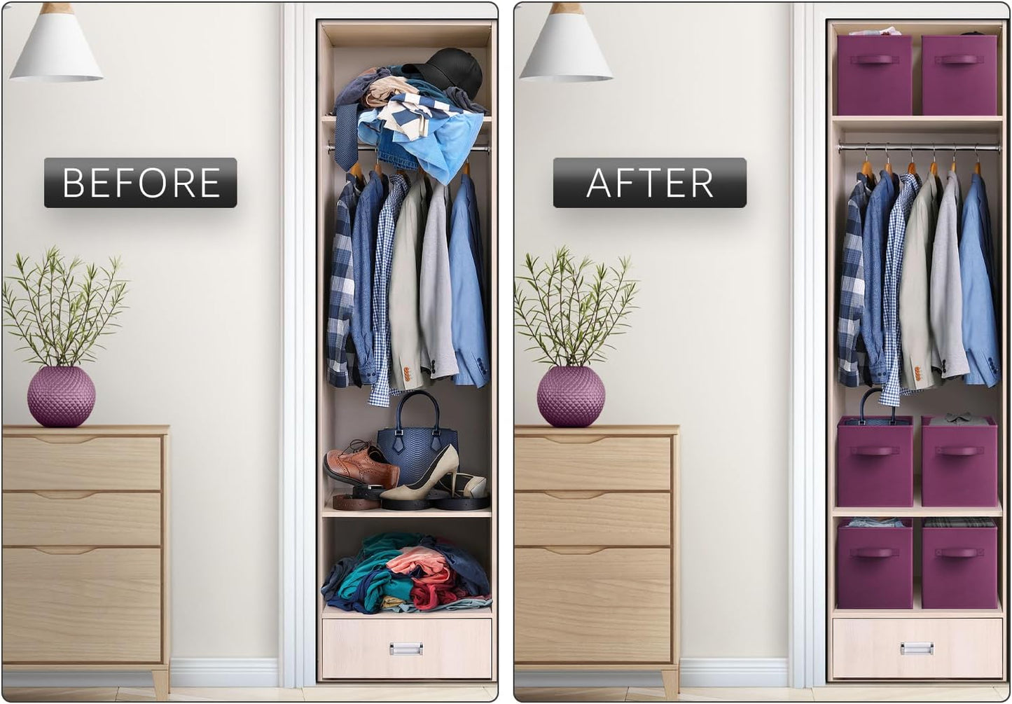 Sorbus 13 Inch Storage Bins - Sturdy Collapsible Fabric Storage Cubes with Handle - 8 Foldable Baskets for Organizing Clothes, Toys, Books - Storage Baskets for Shelves, Closets