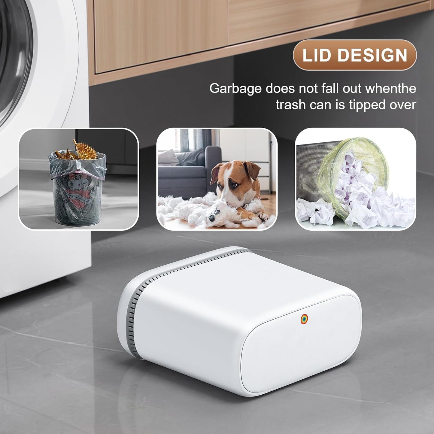 funest Bathroom Trash Cans, Garbage Can with Press Type Lid,10L Dogproof Slim Plastic Narrow Trash Bin