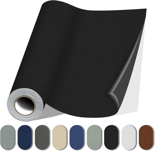 Fabric Repair Patches, Canvas Self-Adhesive Fabric Patches Tape Durable, DIY Large Canvas Repair for Sofa, Couches, Furniture, Chair, Clothing （3.5X79 Inch, Black）