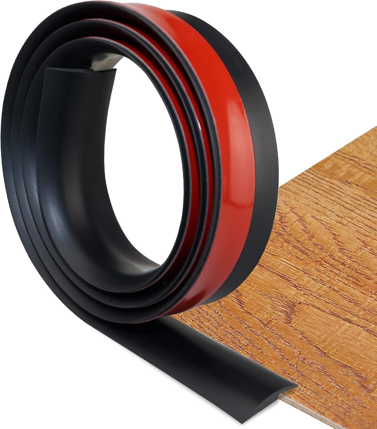 Floor Transition Strip Self Adhesive Carpet & Flooring Transitions Edging Trim Strip PVC Threshold Transitions Suitable for Threshold Height Less Than 3mm (3.3Ft, Black)