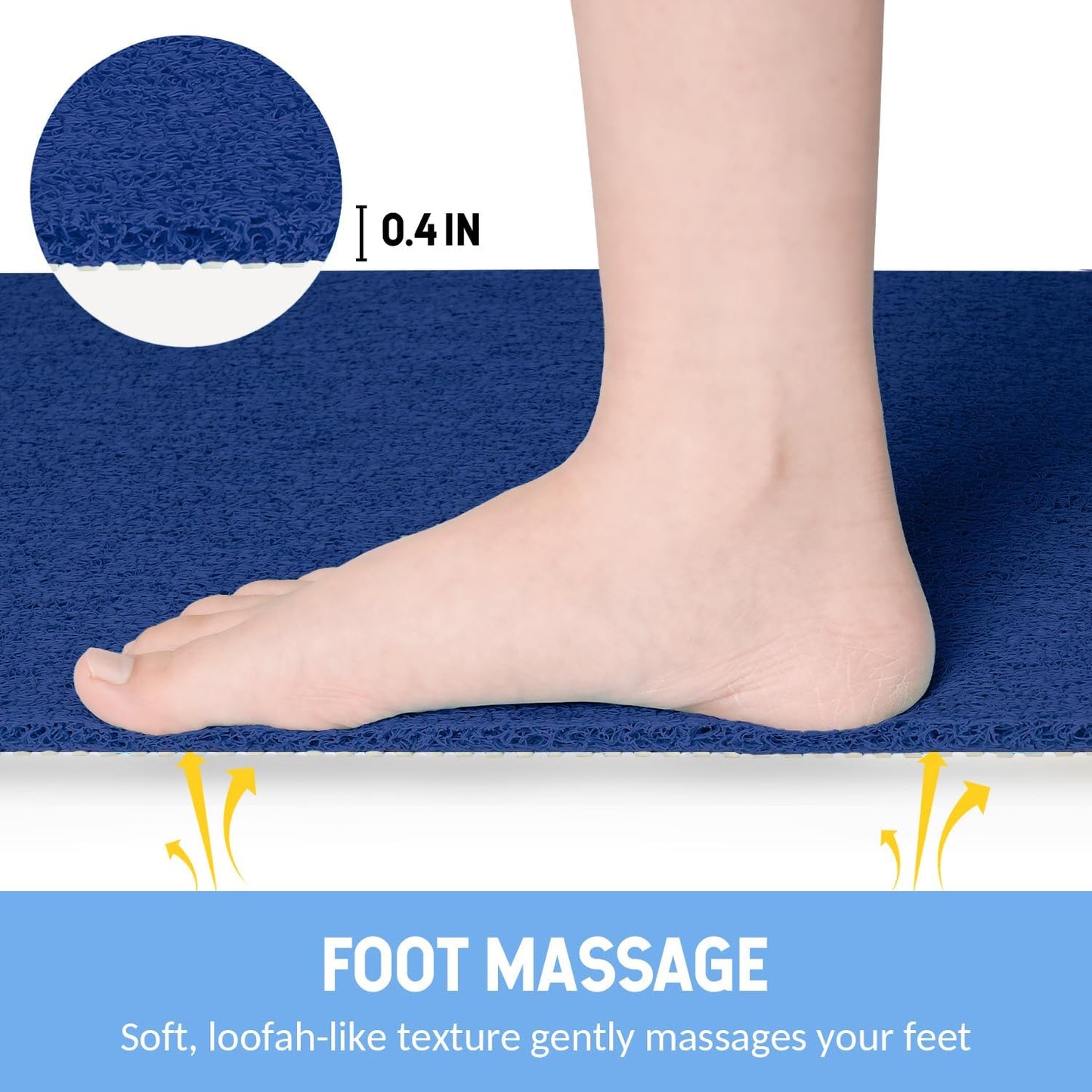 Non-Slip Bathtub Mat, Anti Slip Shower Mat, Fast Drying Bathtub Mats, Foot Scrubber Mat, Anti Slip Mat for Tub, Floor, Bathroom, Kitchen, Home, Hotel (Navy Blue 32"×17")