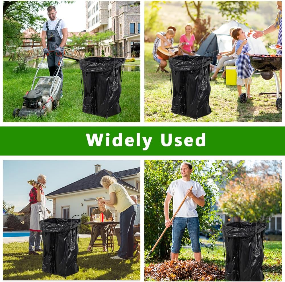 2 Pack Trash Bag Holder, 30-45 Gallon Garbage Bag Holder, Metal Portable Leaf Bag Holder, Multi-use Trash Bag Holder Stand for Indoor, Outdoor, Camping, Parties