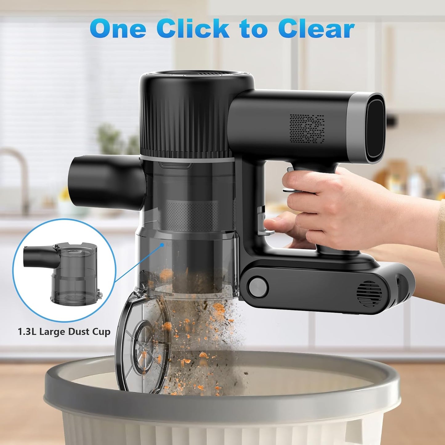 Tikom Cordless Vacuum Cleaner for Home, 40000Pa/450W Stick Vacuum with Charging Wall Dock, Anti-Tangle, Lightweight Handheld Vacuum for Pet Hair, Hard Floor, Carpet, V450