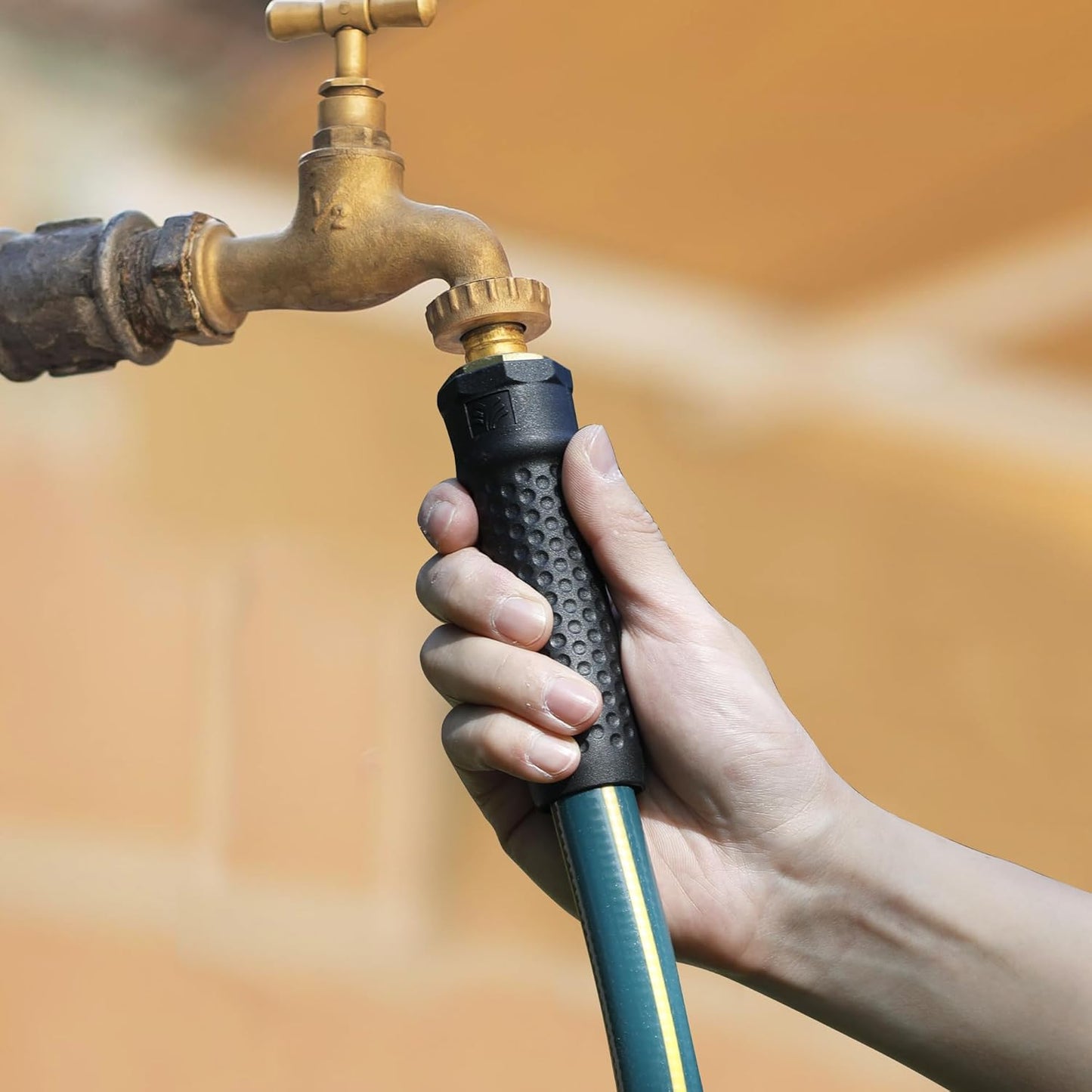 Solution4Patio Short Lead-in Green Garden Hose 3/4 in. x 6 ft.-Kink Free, Leakproof, Brass/Aluminum Male/Female Fittings -Heavy Duty Durable Flexible Lightweight Water Pipe for Household & Commercial