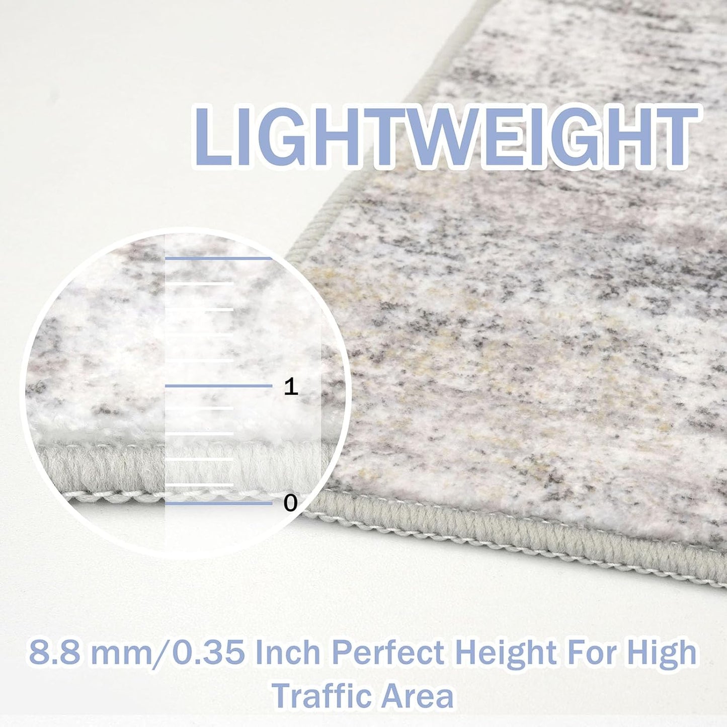 IOHOUZE Abstract Area Rug 4x6 Ft Washable Rugs for Entryway Indoor, Non Slip Small Living Room Rugs Printed Faux Wool Throw Rug, Floor Carpet for Kitchen Nursery Playroom, Grey Beige