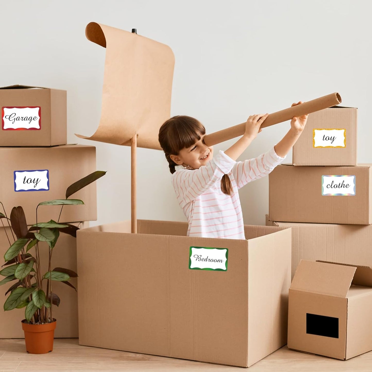 STARLIBOO Holographic Colored Labels Stickers, 3X5 Inch Removable Large Label Stickers for Moving Boxes and Storage Bins- Waterproof- Writable- Tear Resistant (Holographic Green