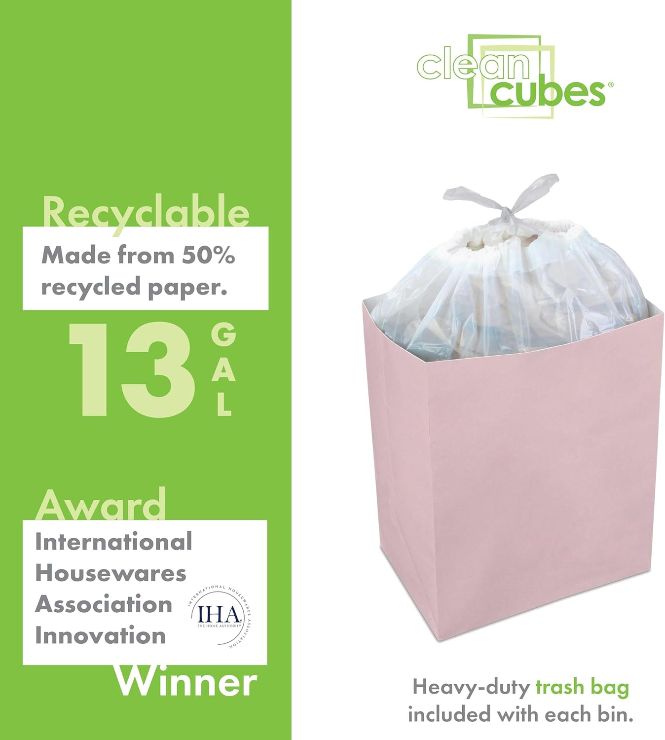 13 Gallon Disposable Pop-Up Trash Cans (6-Pack) with Fitted Bags – Foldable Garbage & Recycling Bins for Parties, Events & Kitchen (Pink, 17" H x 13.5" W x 10" D)