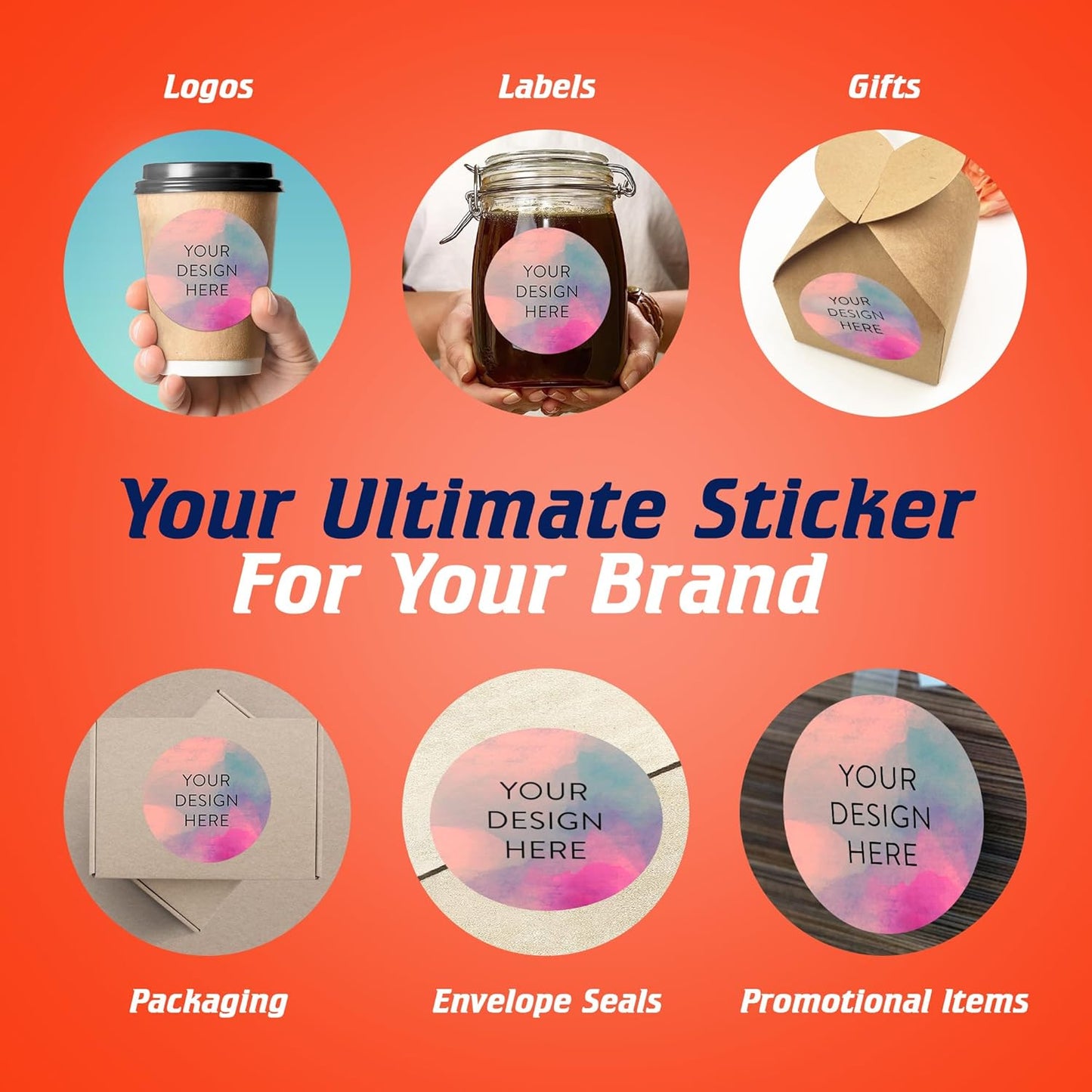100 Custom Vinyl Stickers - Upload Your own Image, Text, Design, Logo - Personalized Logo Labels for Handmade, Packaging, Bottle, Jars, Candle, Brand Stickers (Rose, 5x5)