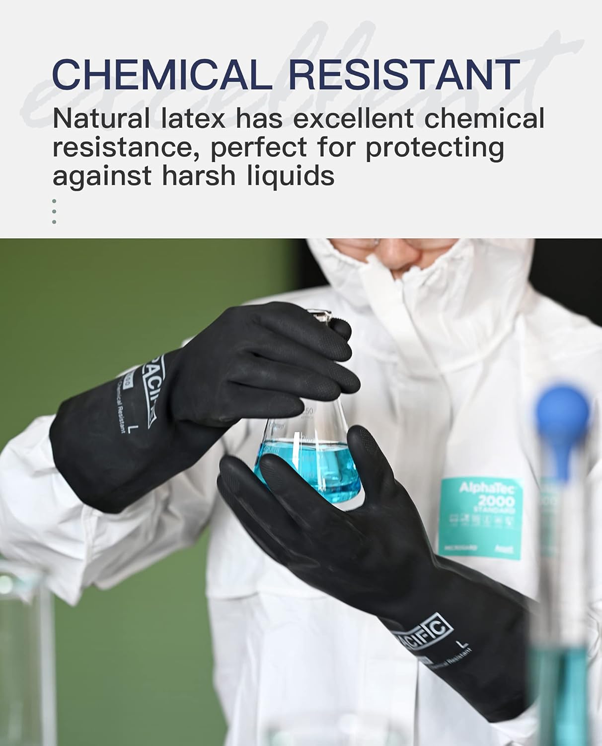 PACIFIC PPE 2 Pairs Chemical Resistant Gloves, Heavy Duty Industrial Rubber Gloves, Resist Acid, Alkali and Oil, 12.6", X-Large