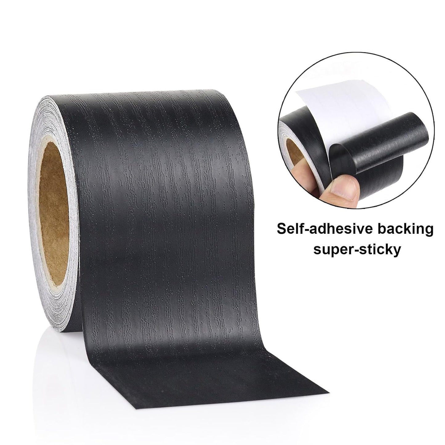 BOMEI PACK Wood Grain Repair Tape,Self Adhesive Repair Patch for Furniture, Floors, Cabinets, Windows, Doors, RV, Home Decor and DIY Projects (1, Black)
