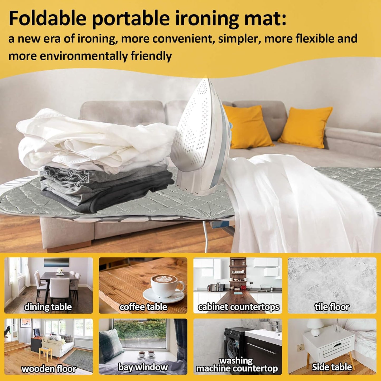 Sukh 1Pcs Magnetic Ironing Mat Blanket - Foldable Ironing Mat Portable Board for Clothes Heat Resistant Portable Double Sided Use Travel Office Student Dormitory