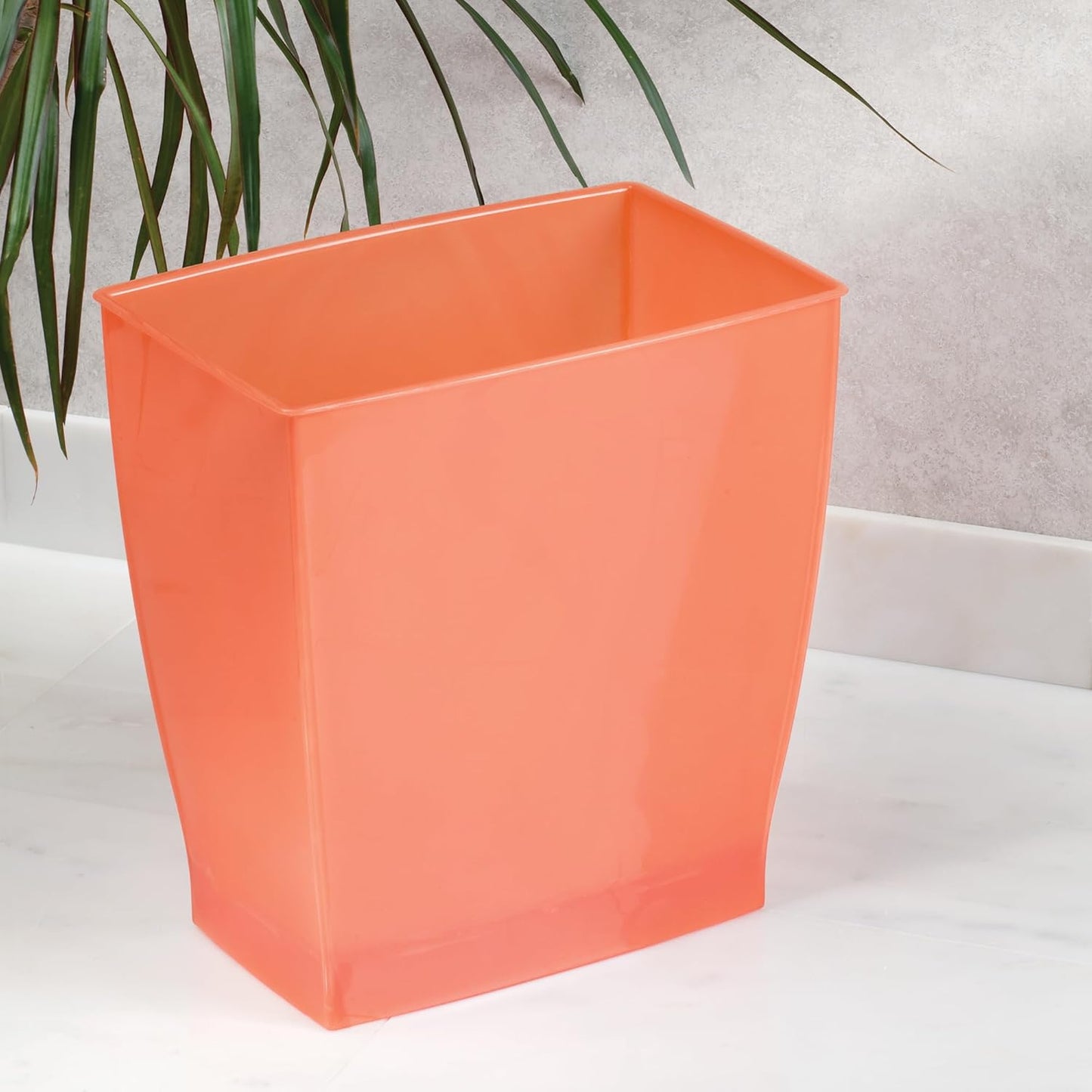 iDesign Small Rectangular Bathroom Trash Cans - Set of 4 - Tango Orange, Made in USA