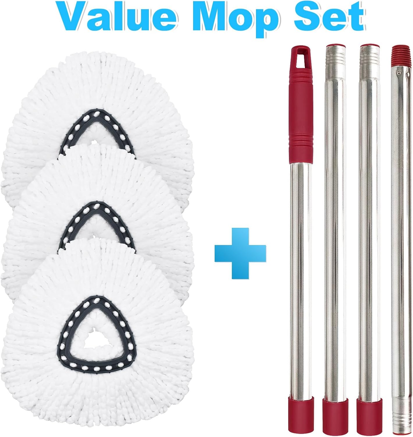 Mop Replace Head for O Cedar, Mop Handle for Ocedar, Mops Heads Replacements for Ocedar Countains Mop Handles Mop Replace Heads for O Cedar 1 Tank Spin Mops