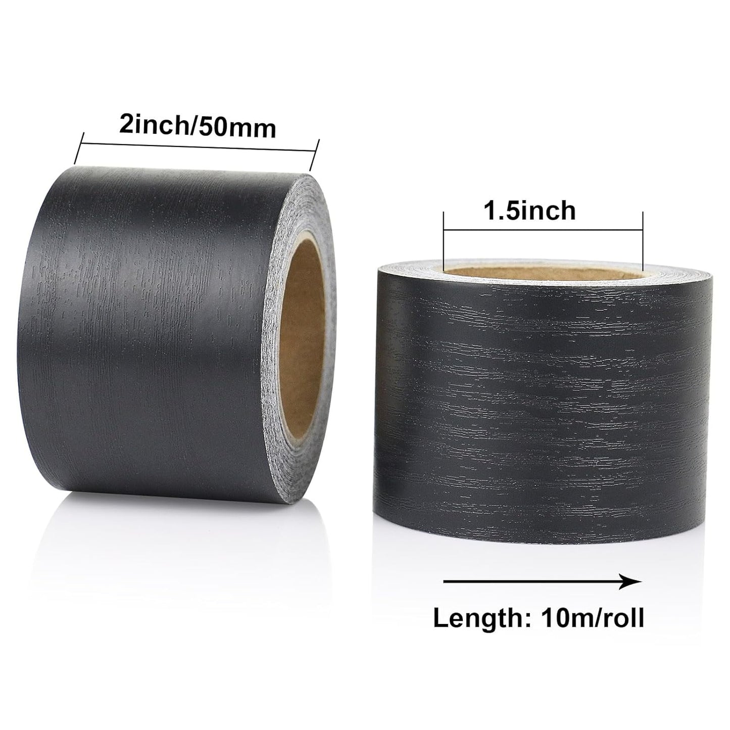 BOMEI PACK Wood Grain Repair Tape,Self Adhesive Repair Patch for Furniture, Floors, Cabinets, Windows, Doors, RV, Home Decor and DIY Projects (2, Black)