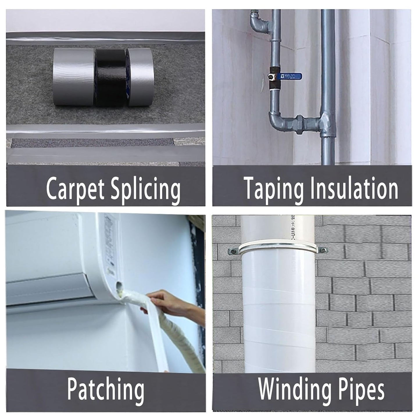 2Pack Duct Tape Heavy Duty Single Sided, Strong Adhesive High Strength, Waterproof Mesh Tape for Indoor Outdoor Repairing Sealing Bonding, Easy Use Hand Tearable, 2.36 Inch x 66 Feet, White