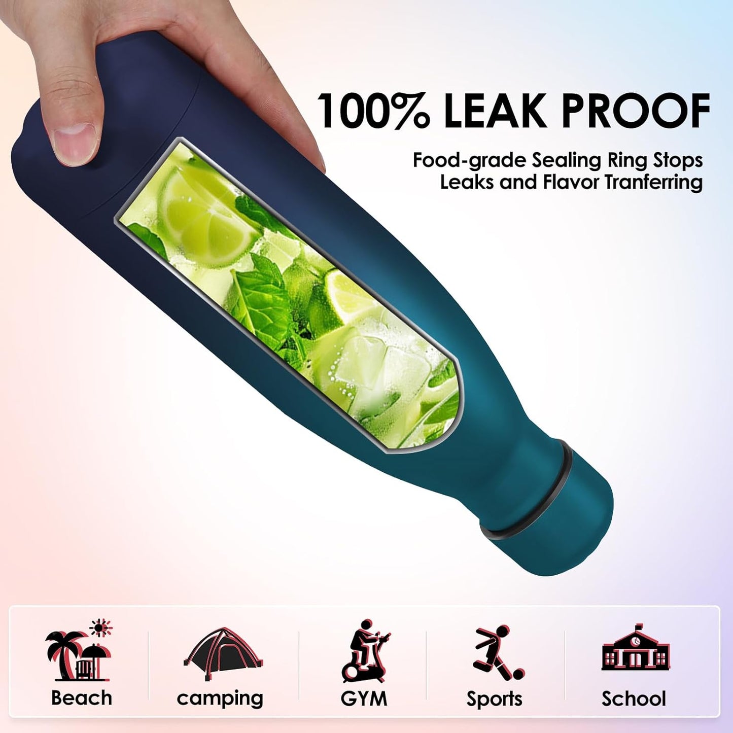 25oz Cola-Bottle Shaped Stainless Steel Leak-proof Water Bottle,Double Wall Vacuum Insulated Metal,Travel Mug For Sports Indoors & Outdoors,BPA-Free Kids Flasks,Dark Night(4 Pack)