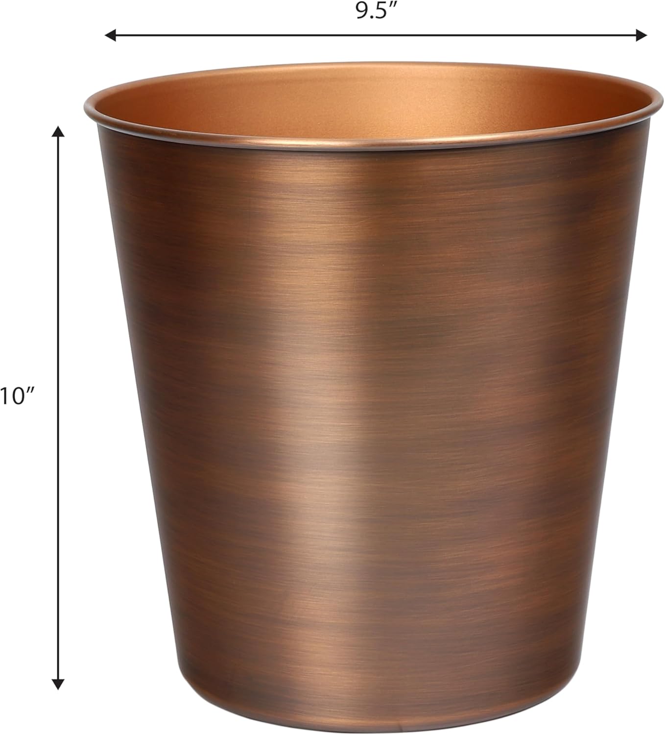 happimess HPM1113B Nolan Modern Classic Smooth Steel 2-Gallon Wastebasket for Home, Bathroom, Living Room, Office, Bedroom, Kitchen, Matte Antique Copper