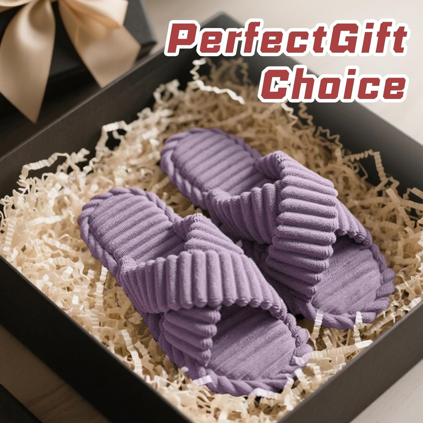 ZOORON Women's Cozy Slippers Crossbands & Durable Foam - Soft Plush Lined Non-Slip Indoor Outdoor Open Toe Shoes Trendy Gift