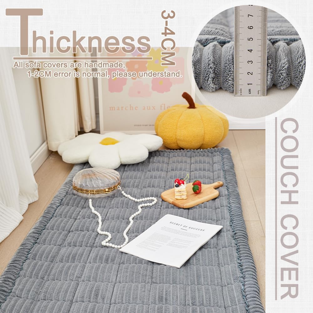 Couch Cover for Dogs Washable, Fuzzy Pet Couch Covers for 3 Cushion Sofa Pet Friendly, Non Slip Sofa Cover (Blue-Grey, 27.6" x 70.9"/70 x 180cm)