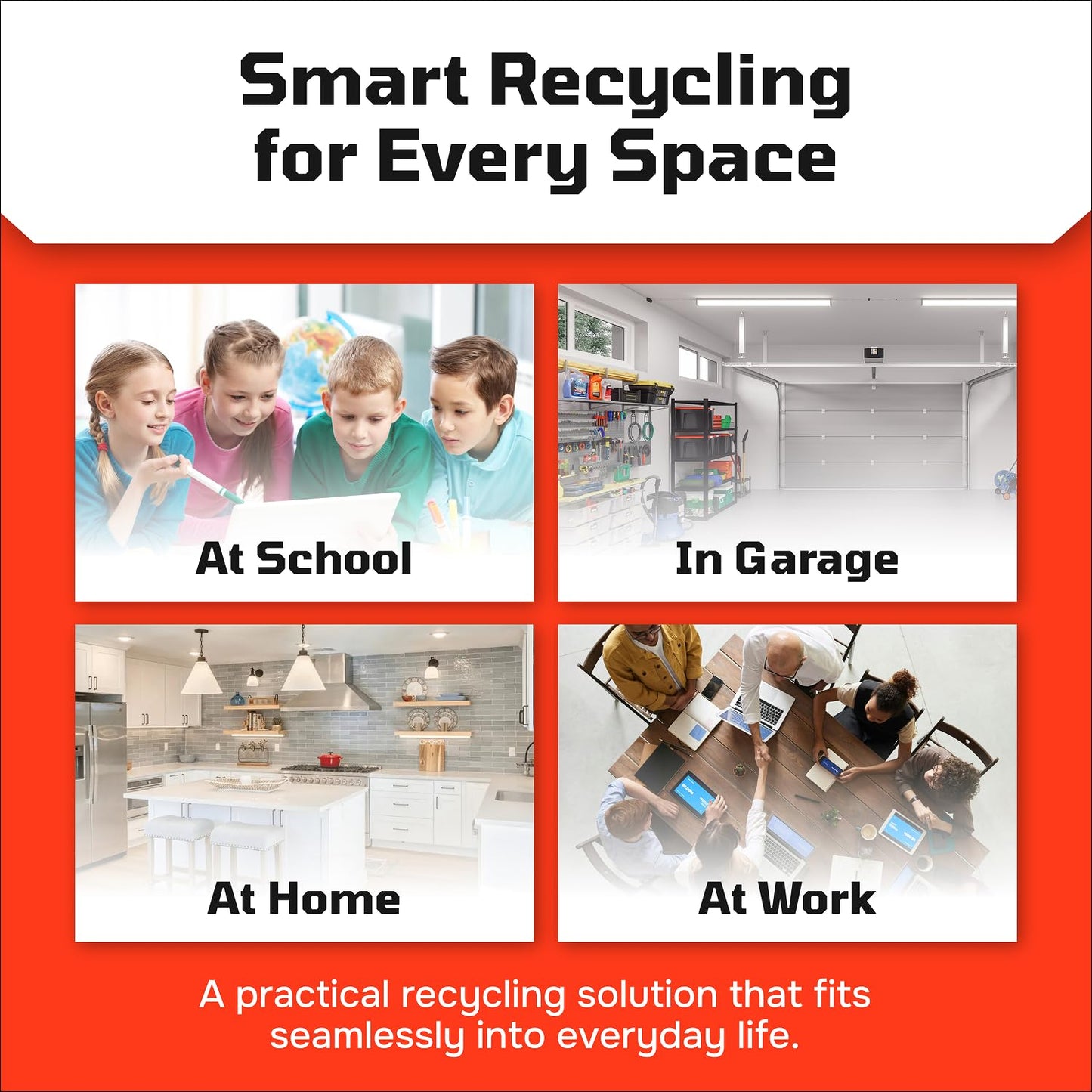 Multi Bin Recycling System with Three Stackable 6 Gallon Recycle Bins to Build Your Recycling Center for Offices, Kitchen, Garages, Businesses (3 Pack, Blue/Grey/Green)