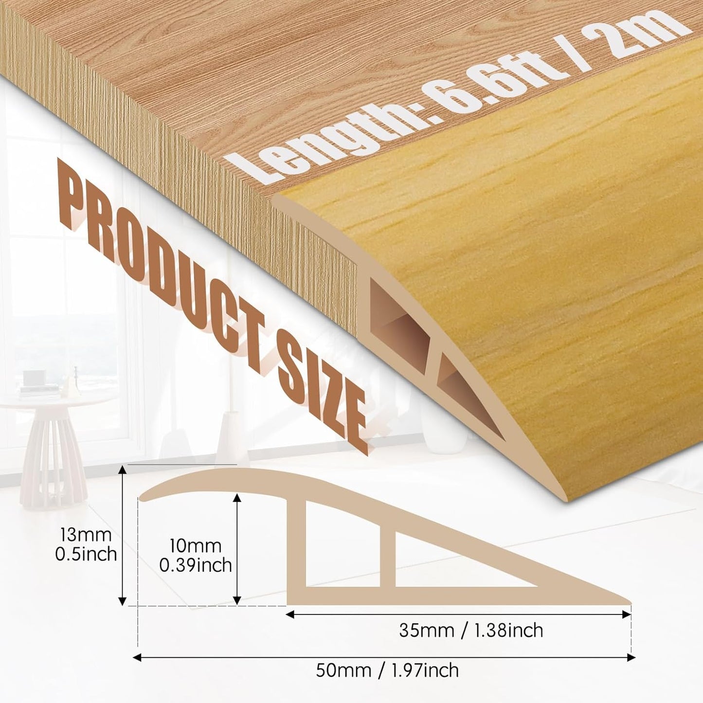 Floor Transition Strip Door Threshold 79" Floor Transition Reducer Trim on The Edges Threshold Strip Self Adhesive Suitable for Doorways, Tiles, Carpet