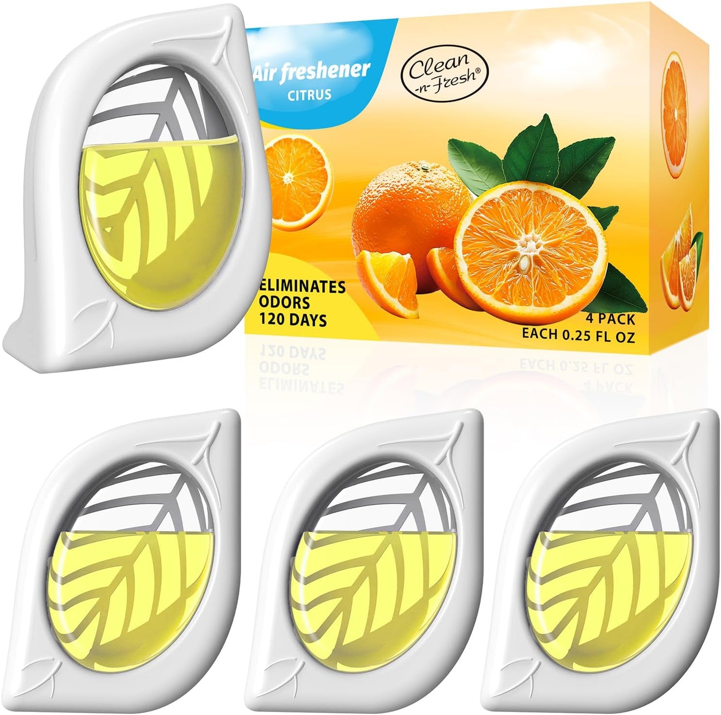Air Freshener for Home, 4 Pack, Citrus, Odor Eliminator for Small Area Closets Bathroom Pets Strong Odor, Up to 120 Days