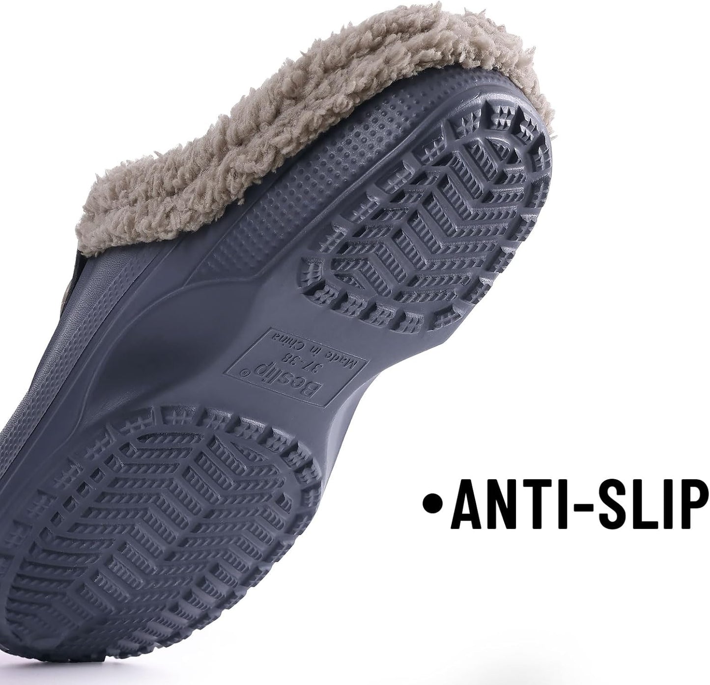 Beslip Classic Fur Lined Clogs Waterproof Winter Fuzzy Slippers for Women Men Indoor and Outdoor
