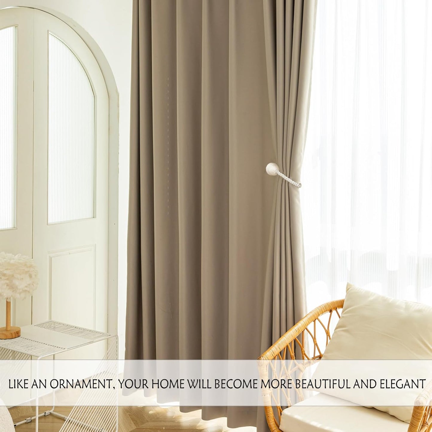 Magnetic Curtain Tiebacks Rope Curtain Tie Backs for Curtains 4 Pack Curtain Holders for Drapes Decorative Window Curtain Holdbacks, White