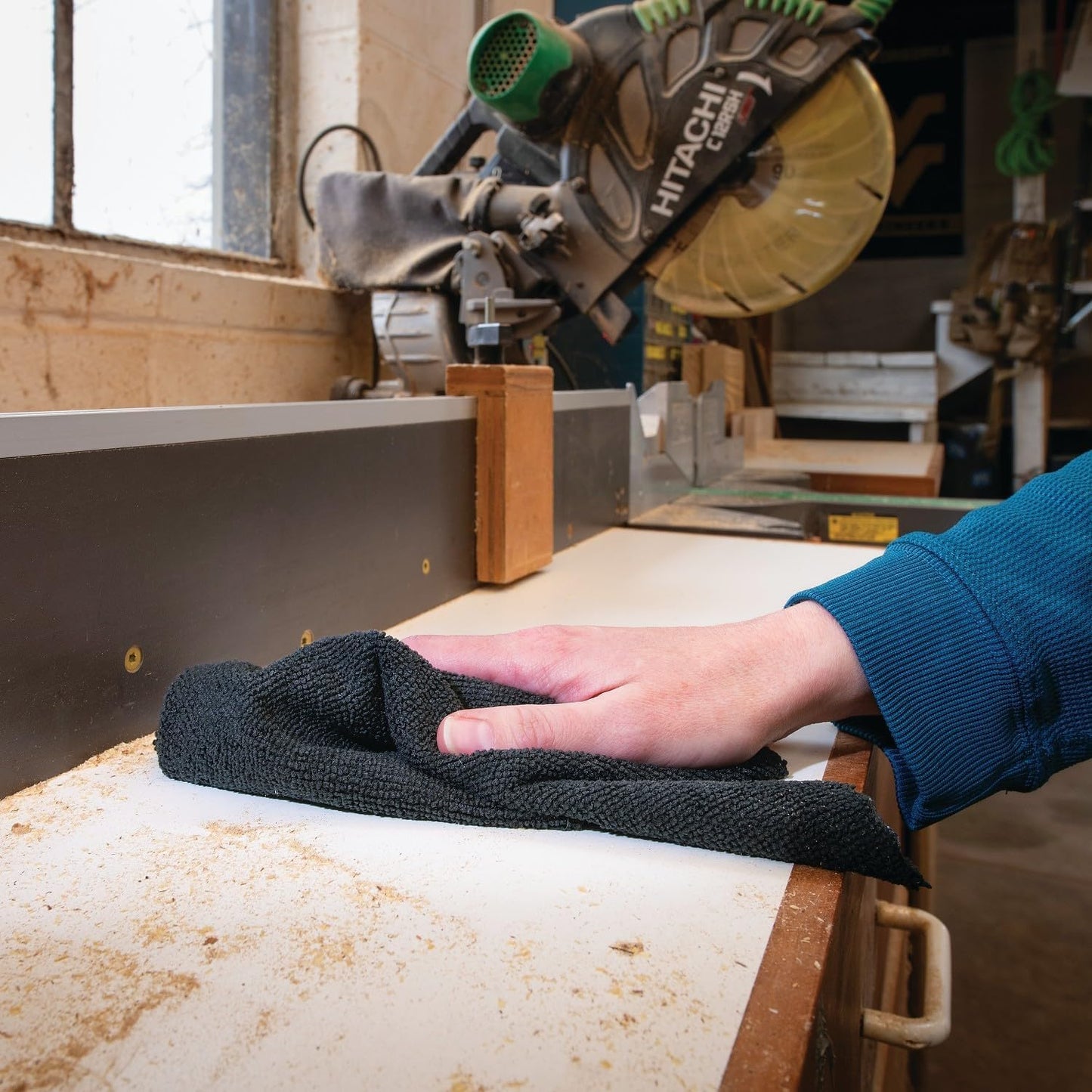 PIG ShopReady Microfiber Wipers| Durable Low-Lint Microfiber Rags | 50 per Box | 12" W x 12" L | Black | PM50808-BK