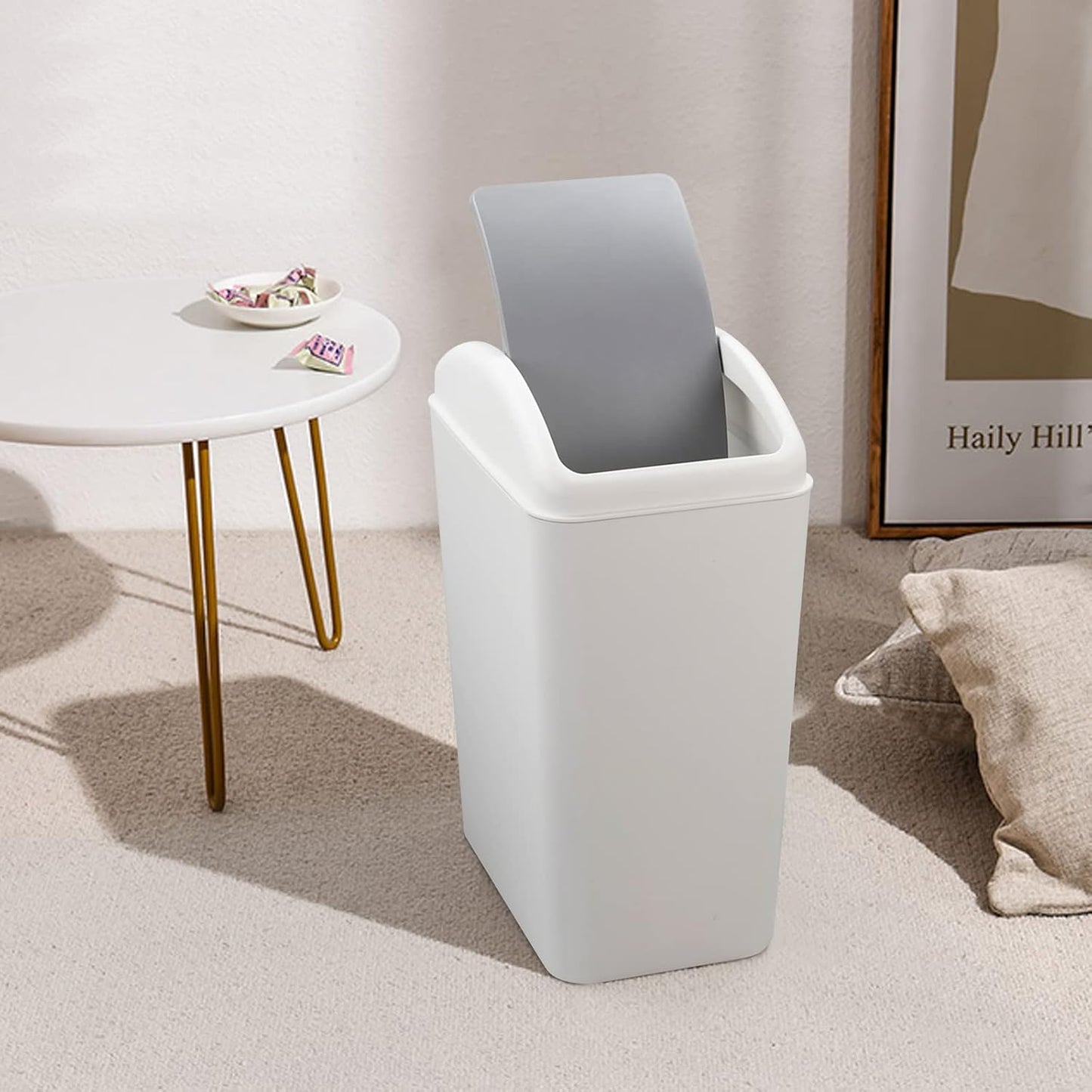 4.5 Gallon Plastic Waste Can, Garbage Can with Swing Lid, Trash Can, 1 Pack (Grey)