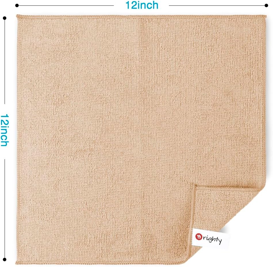 Orighty Microfiber Cleaning Cloth, 12 Pack Microfiber Towels for Cars, Highly Absorbent Car Cleaning Supplies, Lint Free Cloths Clean Rags for Car Care, House, Kitchen, 12x12 inch, Brown