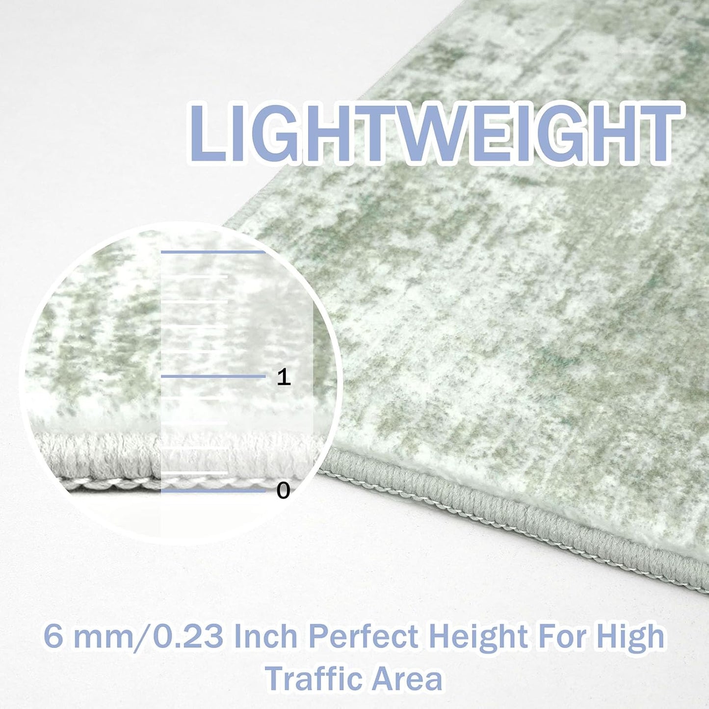 IOHOUZE Small Abstract Area Rug 2x3 Ft Entryway Rugs Washable Door Mat Indoor Entrance, Rubber Backed Throw Rugs, Printed Faux Wool Non Slip Floor Carpet for Foyer Front Door Sink, Sage Green