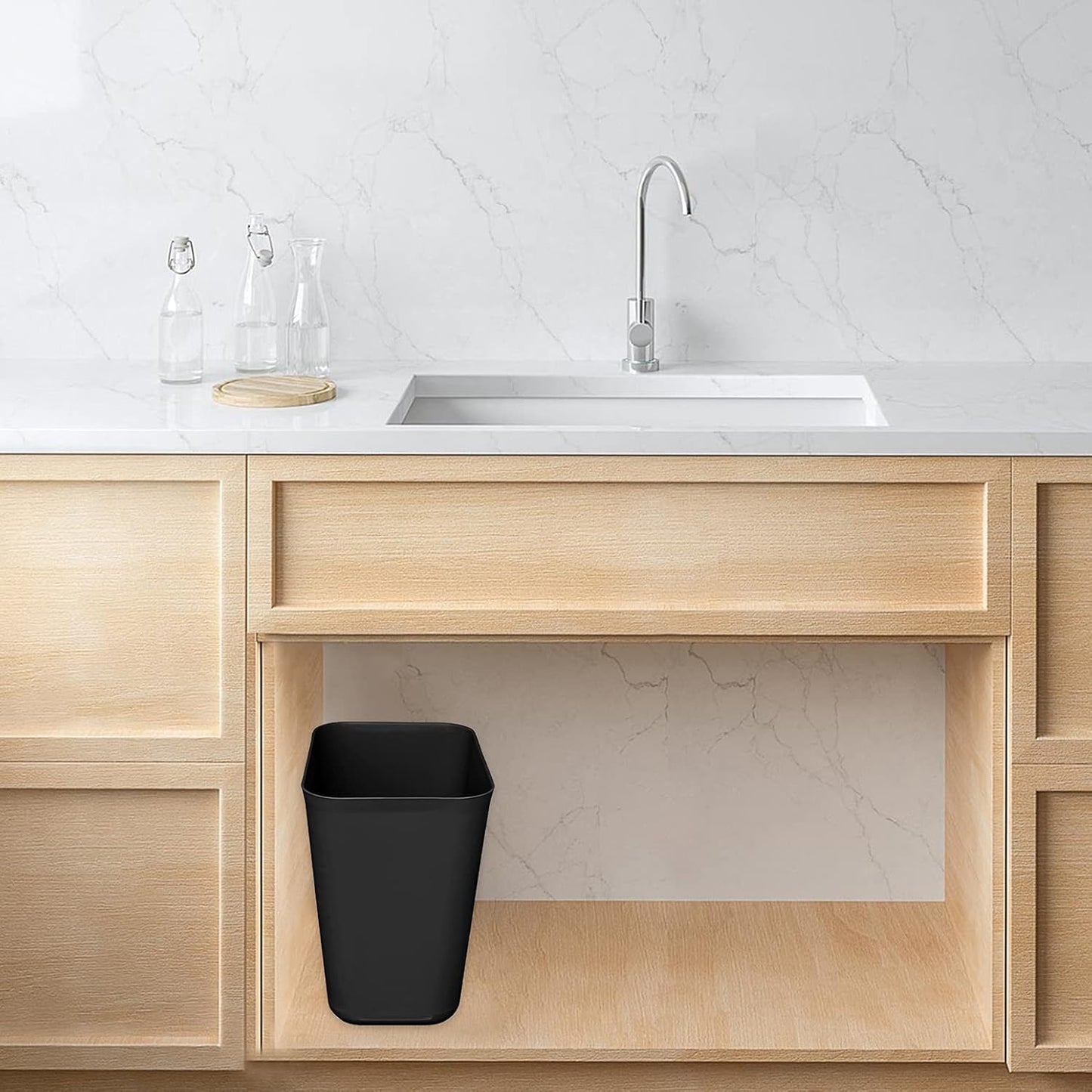 Nipogear 3 Gallons Efficient Trash Can Wastebasket, Fits Under Desk, Kitchen, Home, Office (Black, 3 Gallons-2 Pack)