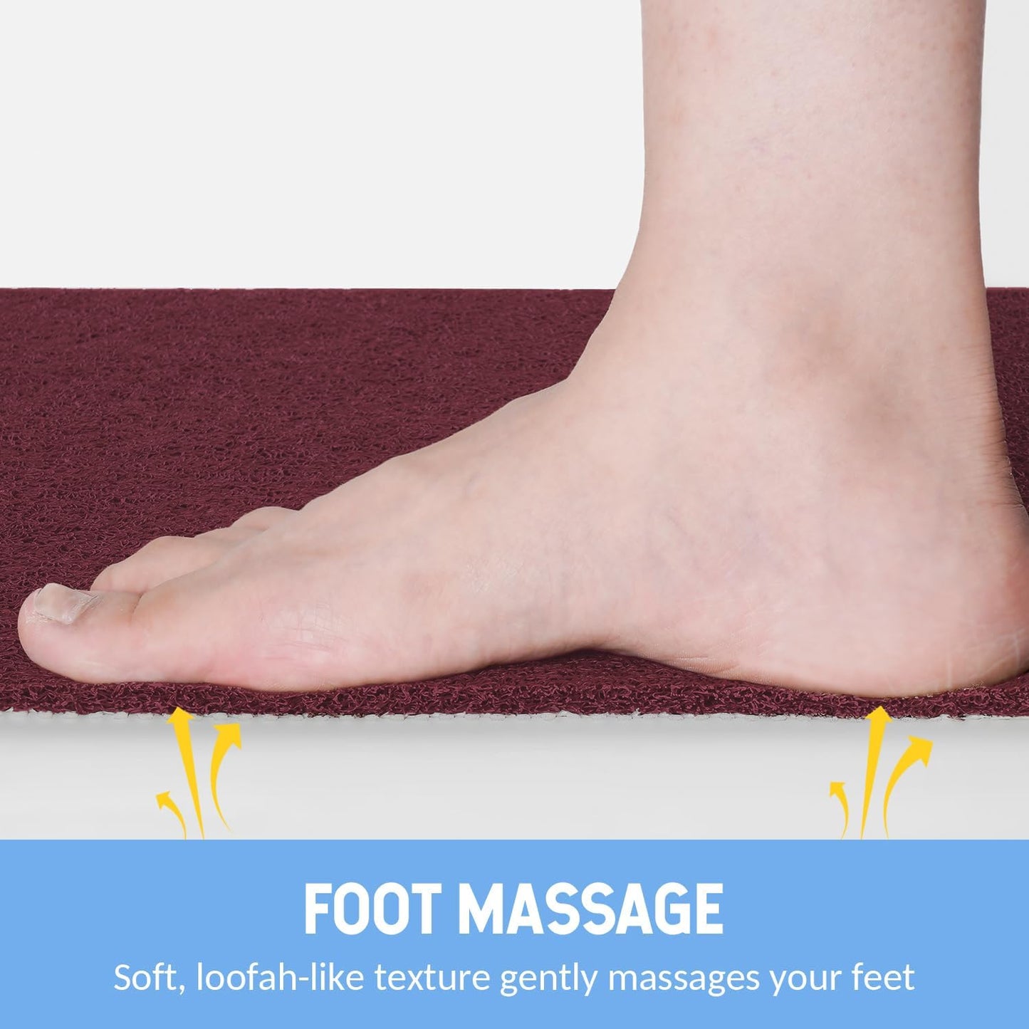 Non-Slip Bathtub Mat, Anti Slip Shower Mat, Fast Drying Bathtub Mats, Foot Scrubber Mat, Anti Slip Mat for Tub, Floor, Bathroom, Kitchen, Home, Hotel (Wine Red 24"×24")