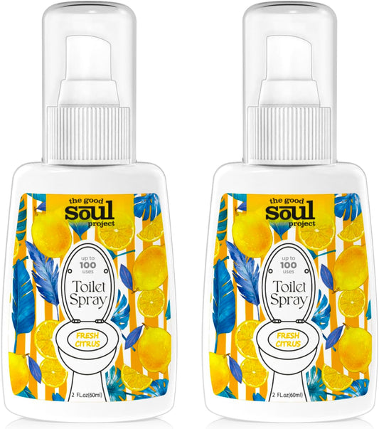 Toilet Spray for Poop, Fresh Citrus, Bathroom Spray Odor Eliminator, 2Fl Oz 2 Pack