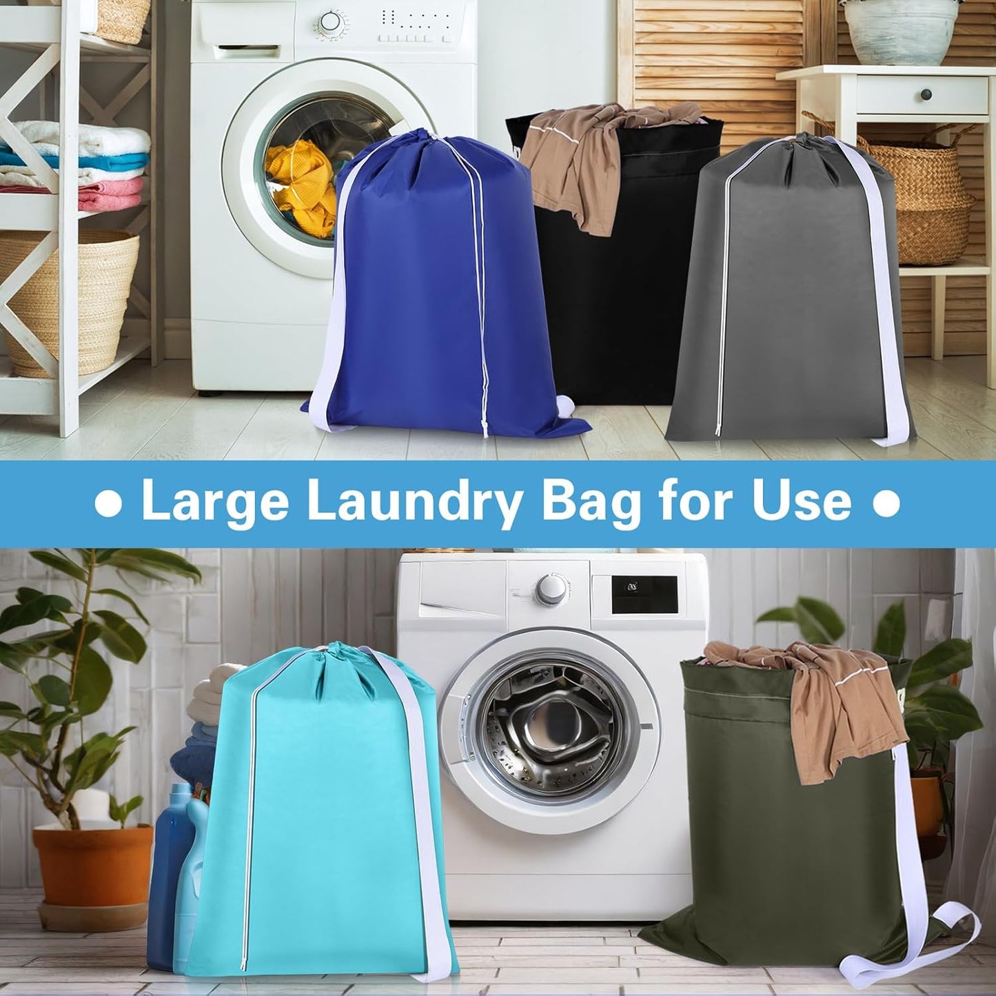10 Pcs Nylon Extra Large Laundry Bag with Strap Travel Laundry Bags with Drawstring Closure Portable Cloth Bag for College Dorm Apartment Dwellers(Dark Color,28 x 40 Inch)