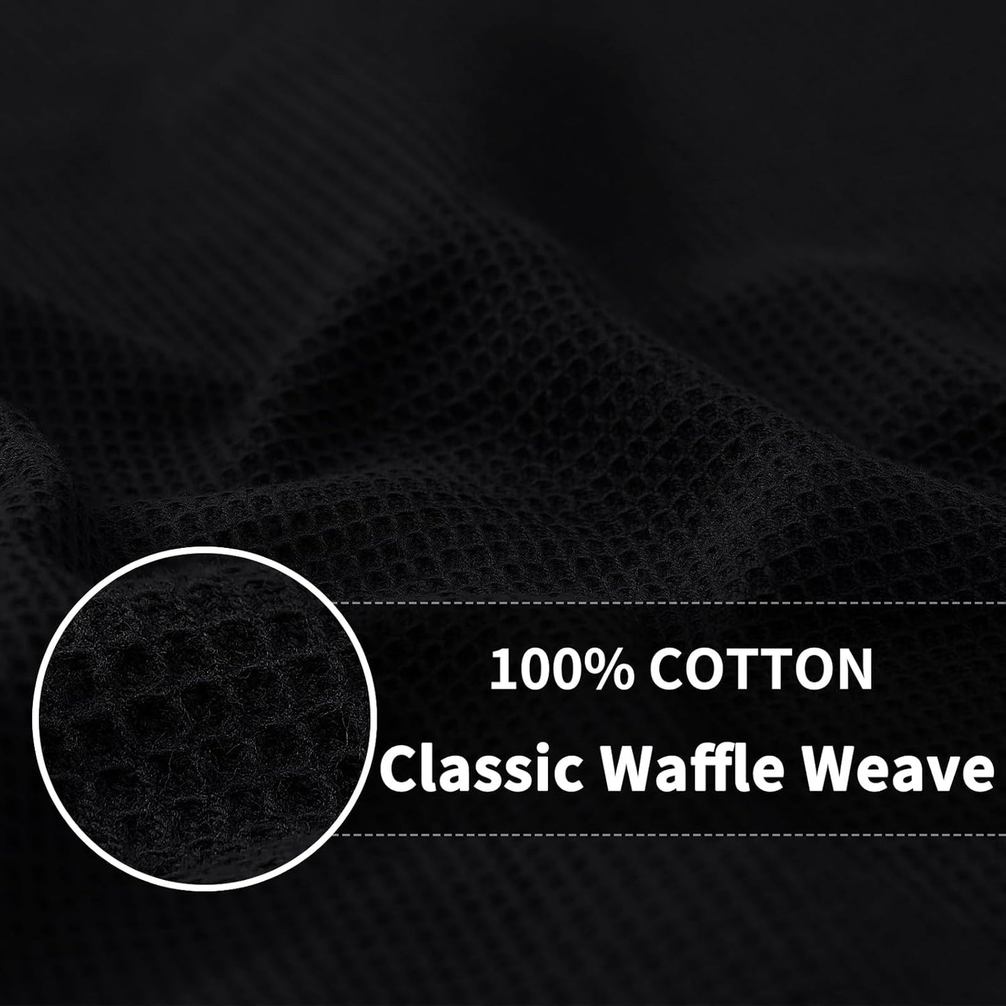 Homaxy 100% Cotton Waffle Weave Dish Cloths - 8 Pack Soft and Absorbent Dish Towels - 12 x 12 Inches Quick Dry Dish Rags - Black