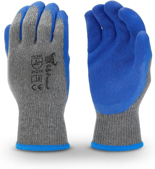 G & F Products 12 Pairs Medium Rubber Latex Double Coated Work Gloves for Construction, gardening gloves, heavy duty Cotton Blend,Blue,3100M