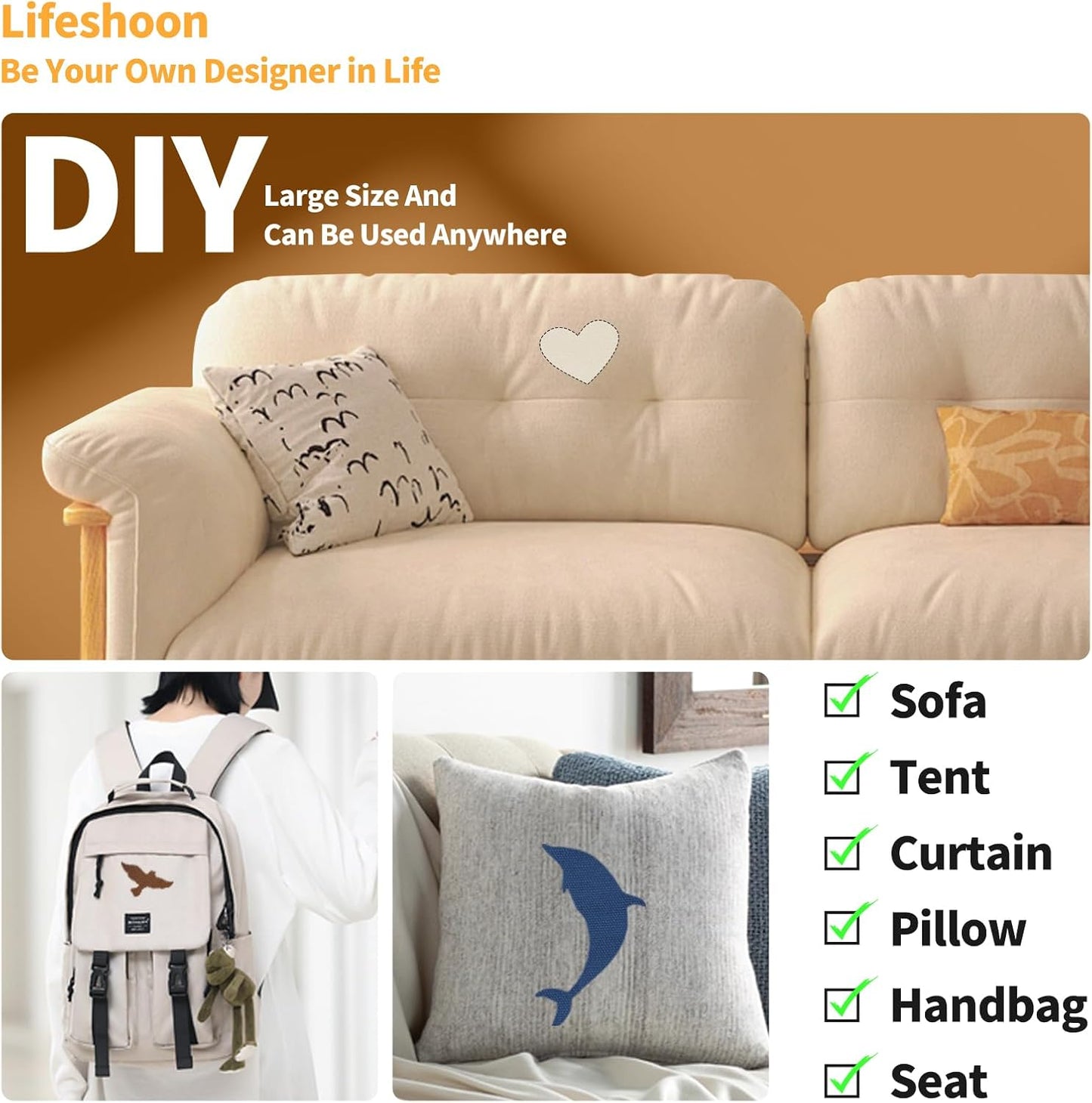 Fabric Repair Patches, Canvas Self-Adhesive Fabric Patches Tape Durable, DIY Large Canvas Repair for Sofa, Couches, Furniture, Chair, Clothing （3.5X79 Inch, Brown）