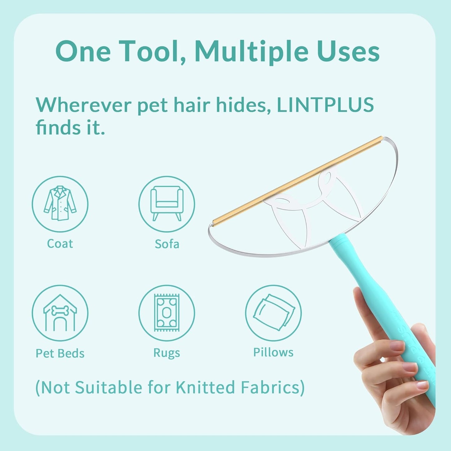 Pet Hair Removal Tool Kit-Max and Pro-by LINTPLUS(Pet Hair Remover),Cat Hair Remover and Carpet Scraper-Easy Dog Hair Remover for Carpeted Stairs & Rugs-Gets Every Hair!