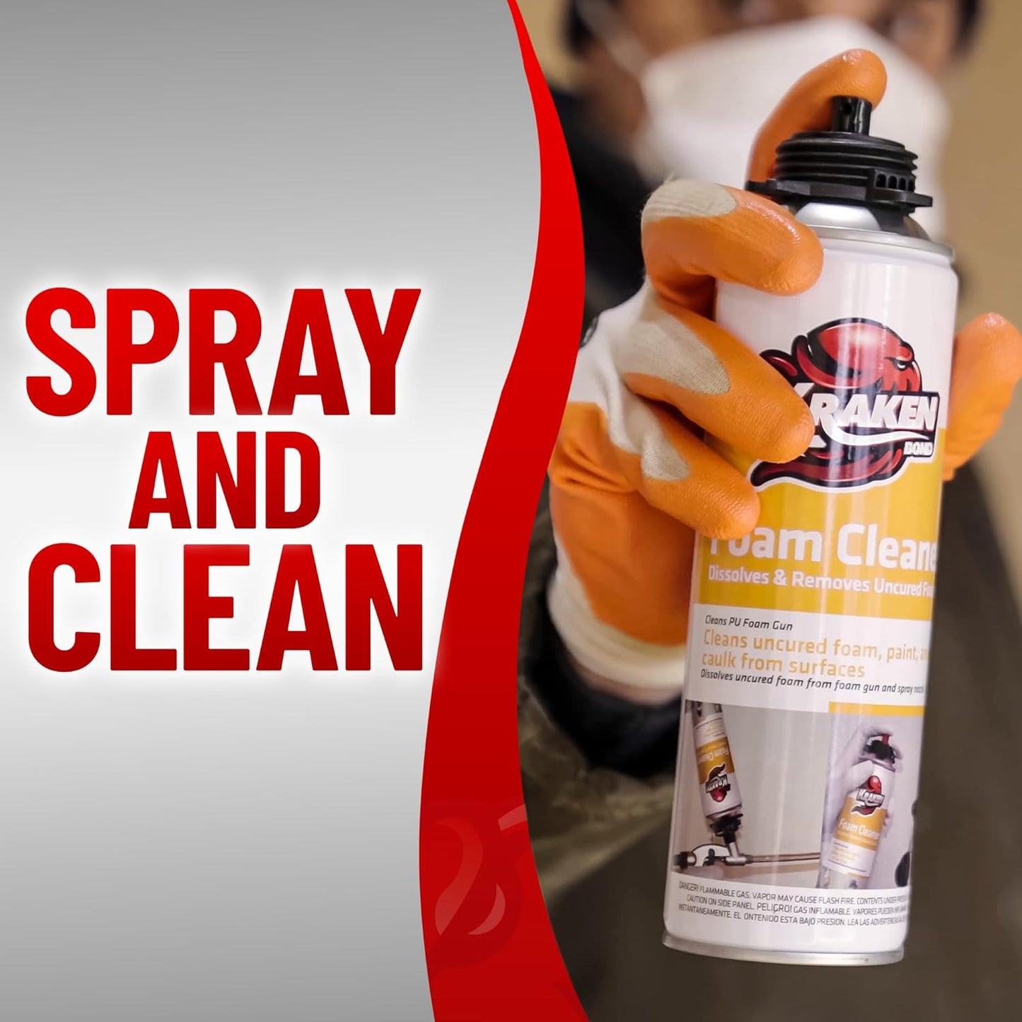 Kraken Bond Spray Foam Gun Cleaner - (2x12.3oz) Polyurethane Insulation Cleaner Spray, Dissolves Uncured Expanding Cleaner Spray for Extended Tool Durability - 2 Pack