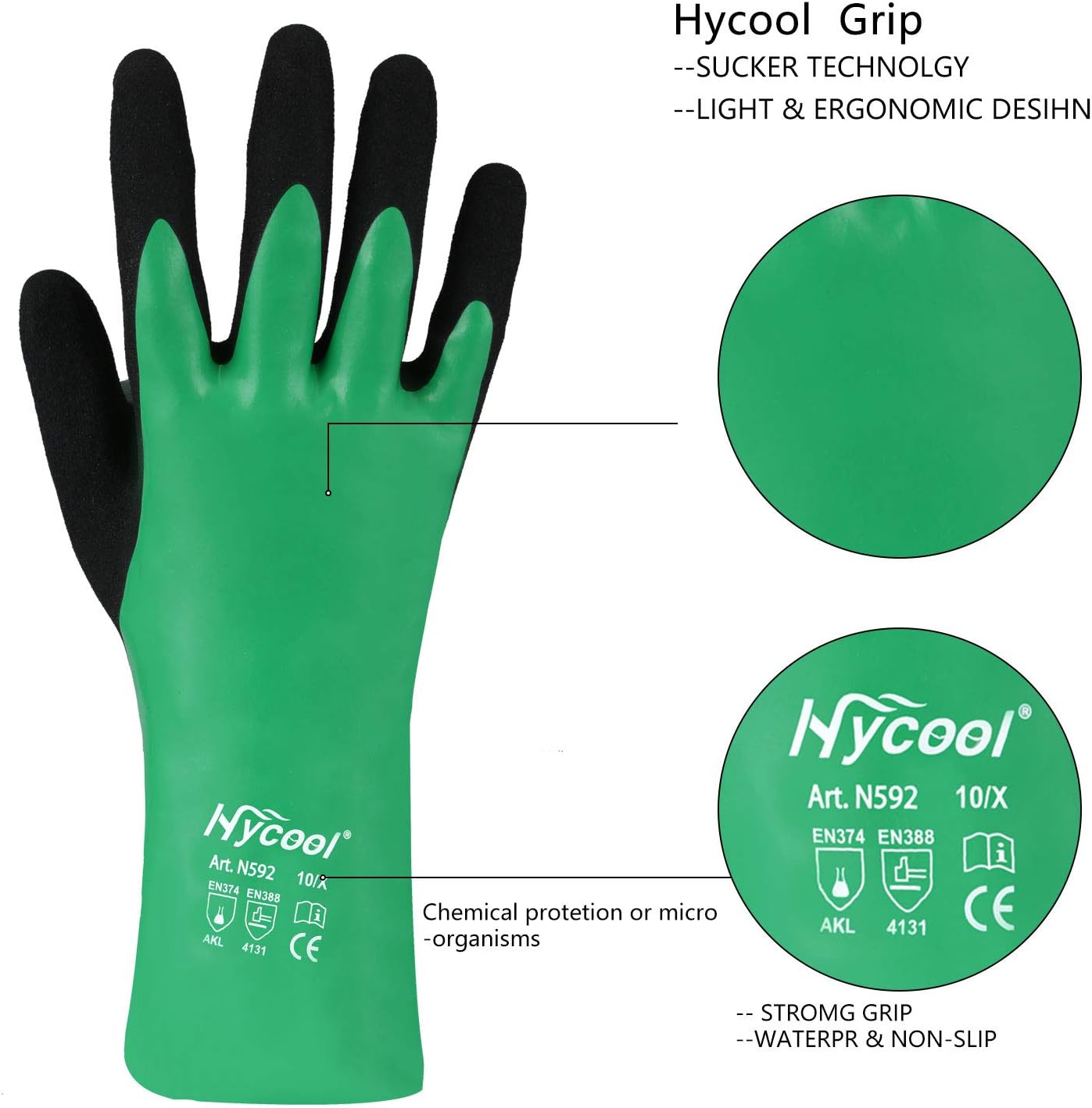 Nitrile Coating Chemical Resistant Gloves 1Pair