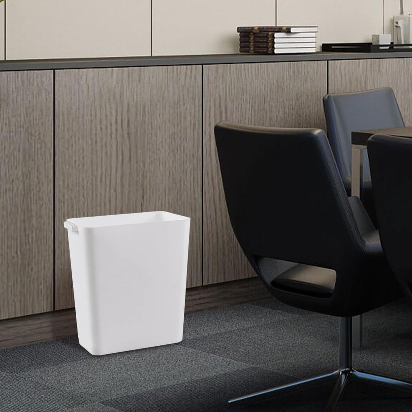 4.5 Gallon Deskside Plastic Wastebasket Rectangular, Open Garbage Container Basket for Office and Home, 3 Packs, White