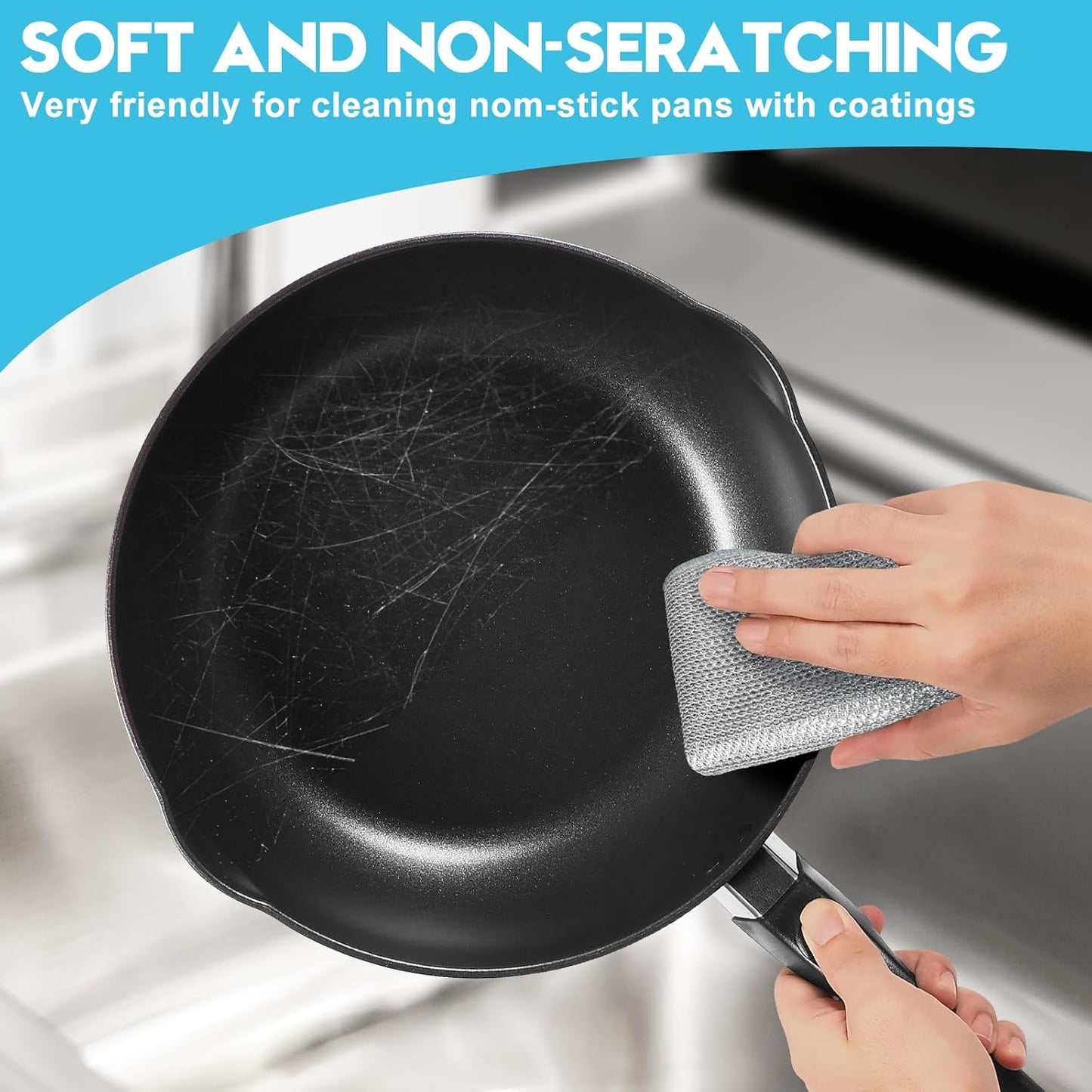 10 Pcs New Upgraded 3 Layers Non Scratch Wire Dishcloth, Multipurpose Wire Steel Wool Scrubber, Wet & Dry for Cookware, Sinks, Dishes, Stoves & Fireplaces 9.87“ x 9.87”